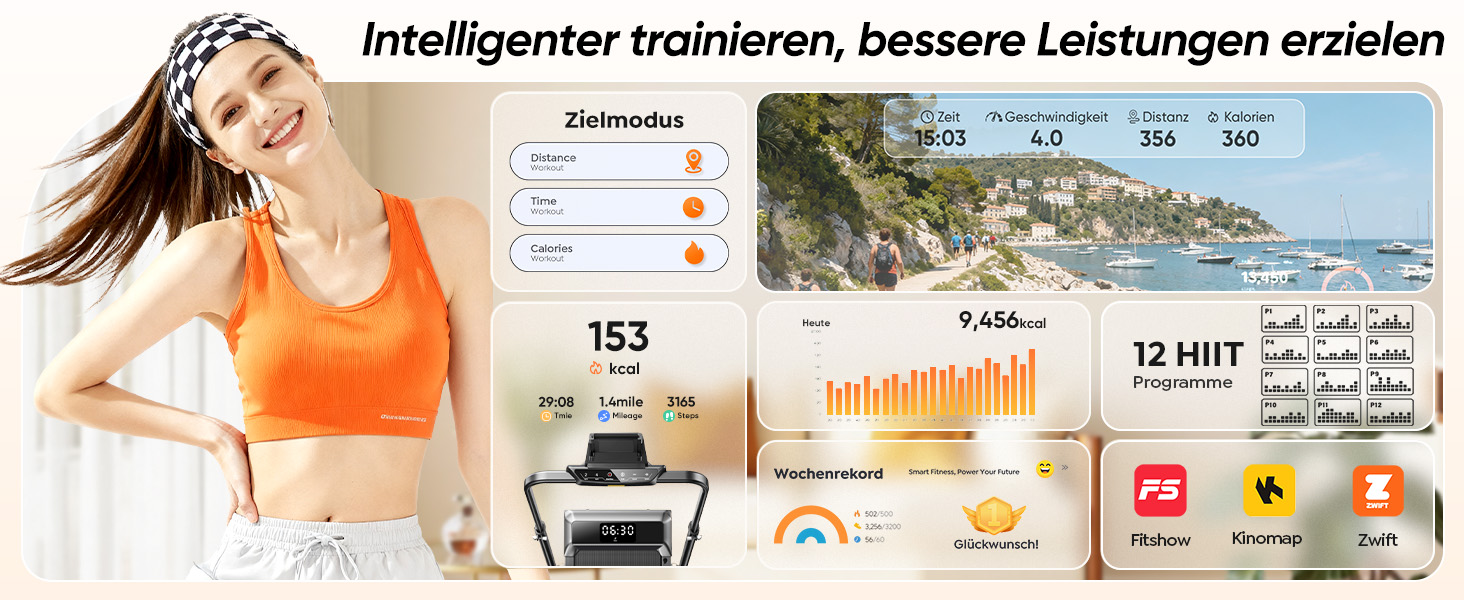 Біговий тренажер для дому з нахилом 5 в 1, 12% нахил, 2.5HP, складаний, з LED-дисплеєм, до 136 кг, сірий, без встановлення