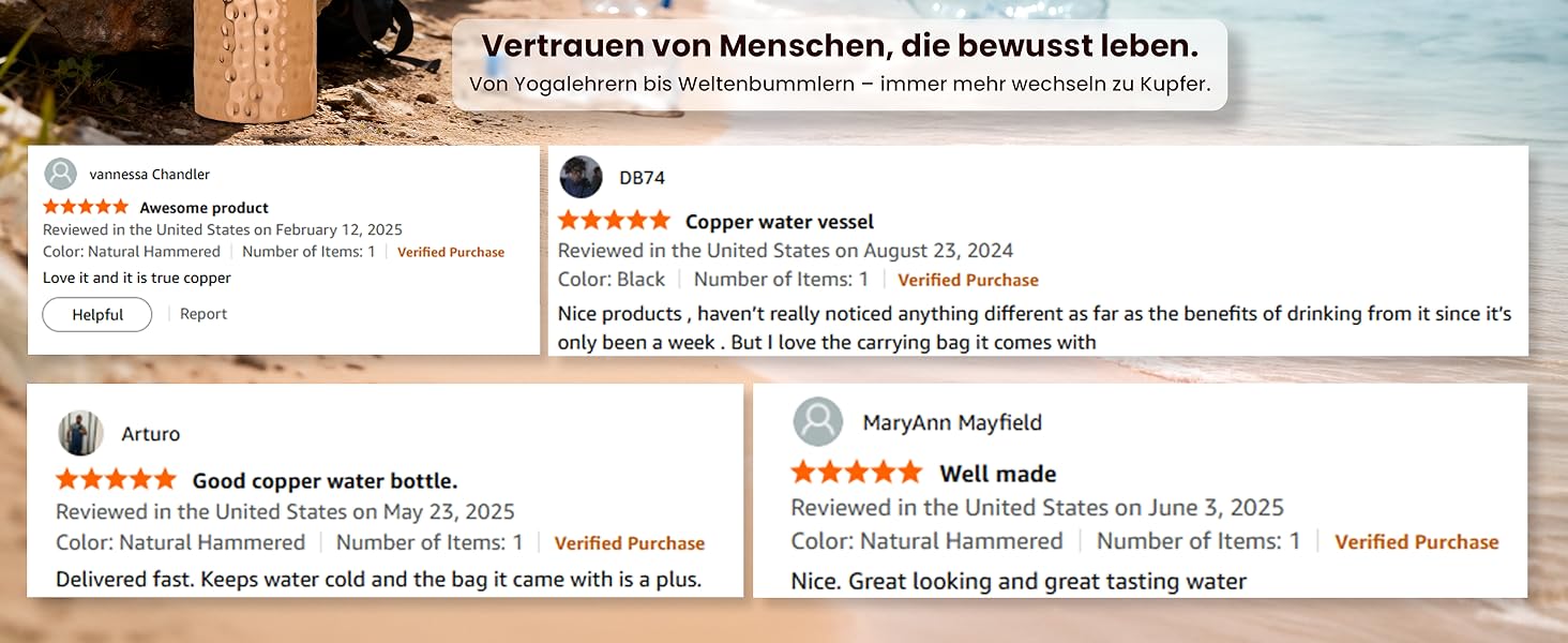 Куперна пляшка для води, 1000 мл, з кришкою та сумкою, витікає захищена, для йоги та офісу (1 шт., натуральний мідь)
