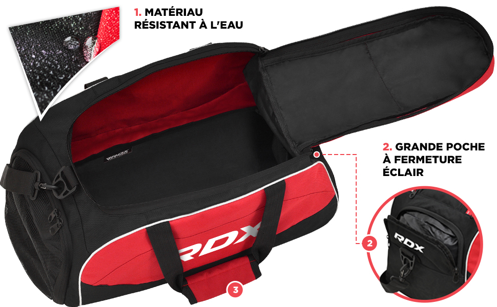 Спортивна сумка RDX з відділенням для взуття, рюкзак для залу, боксу та трекінгу, унісекс, червоний/чорний