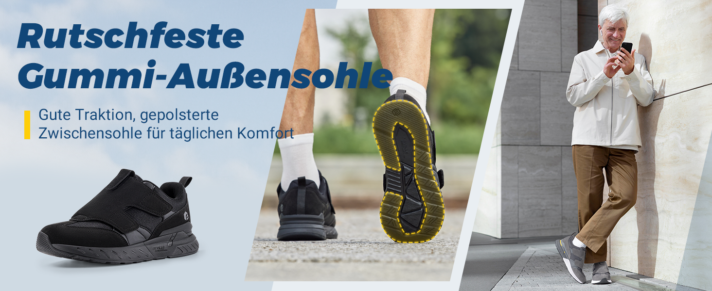 Кросівки для бігу та ходьби FitVille для чоловіків, широкі, спортивні, з кріпленням на липучці, зручні, ортопедичні, антиковзаючі, для широкої стопи, фітнес, джогінг, 43 EU, блакитні