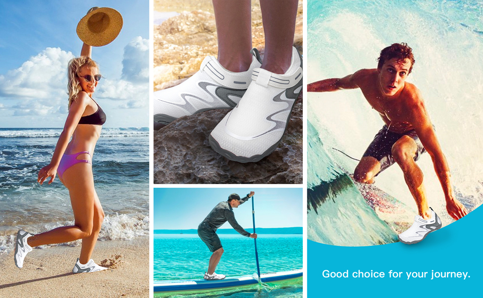 Водні черевики для плавання та серфінгу для жінок та чоловіків (43 EU, білий)