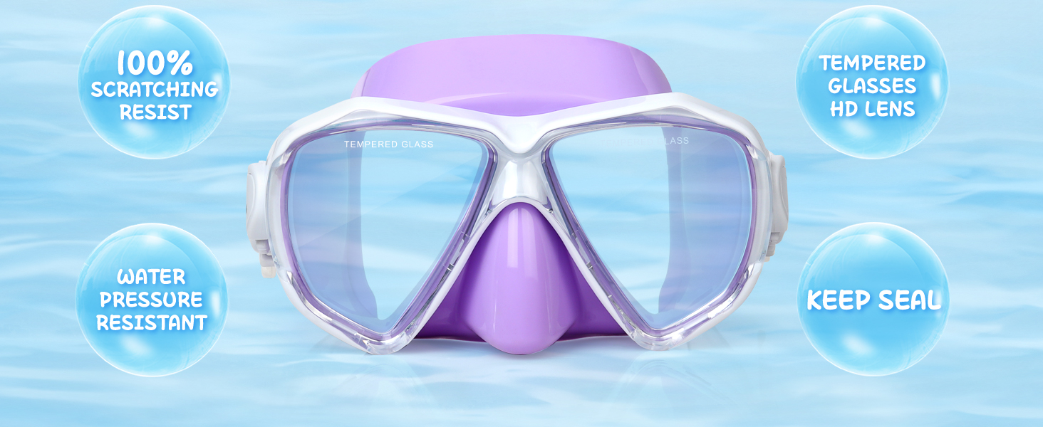 Дитячі окуляри для плавання Kinder Taucherbrille 180° Anti-Fog. Маска для снорклінгу з загартованим склом та захистом носа для хлопчиків та дівчаток 4-15 років