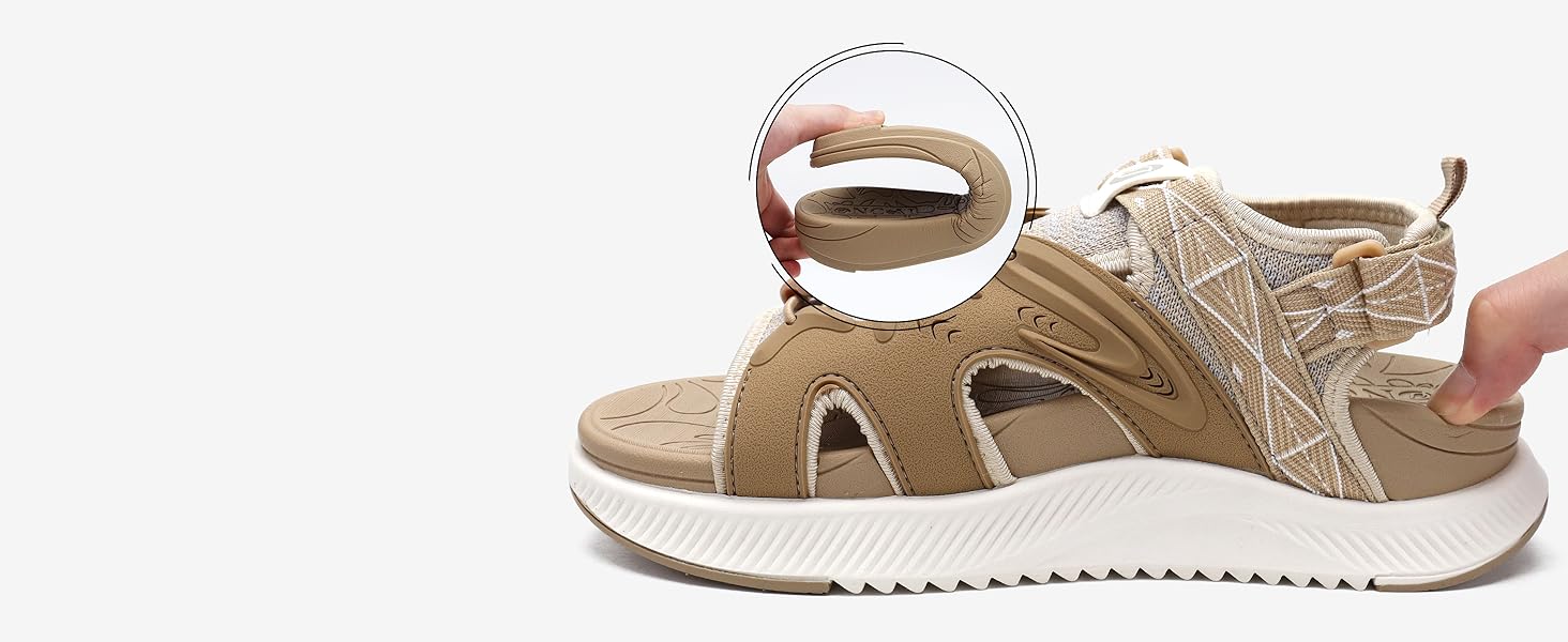 ONCAI Легкі сандалі для жінок, спортивні трекінгові сандалі з підтримкою стопи, ортопедичні для активного відпочинку, підходять при п'ятковому фасціїт, регульовані ремінці, розміри 36-43, чорний