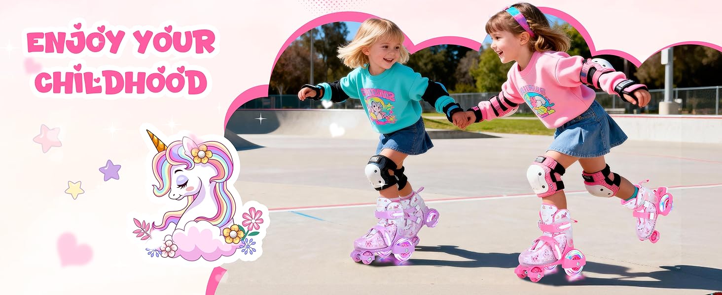 Ролики для дітей регульовані, рожеві, 24-31 розмір, для дівчаток, для занять в приміщенні та на вулиці, S(EU 28-31)