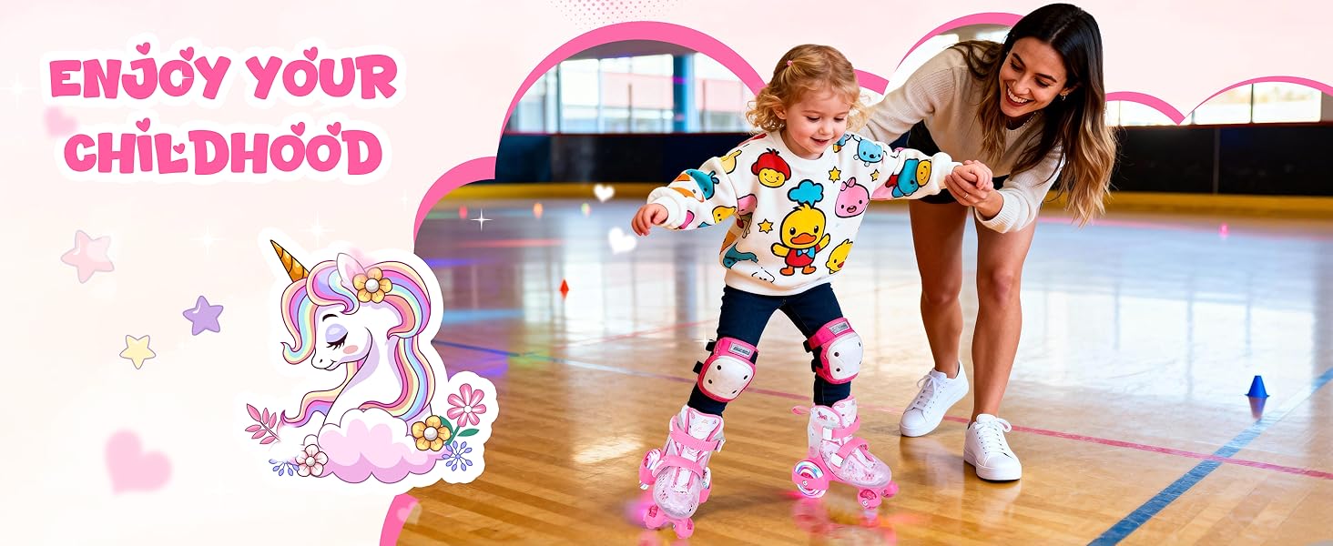Ролики для дітей регульовані, рожеві, 24-31 розмір, для дівчаток, для занять в приміщенні та на вулиці, S(EU 28-31)