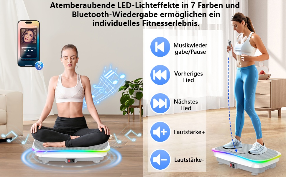 Віброплатформа для фітнесу вдома Rüttelplatte Sport 350LBS з Bluetooth, пультом та 4 гумовими стрічками