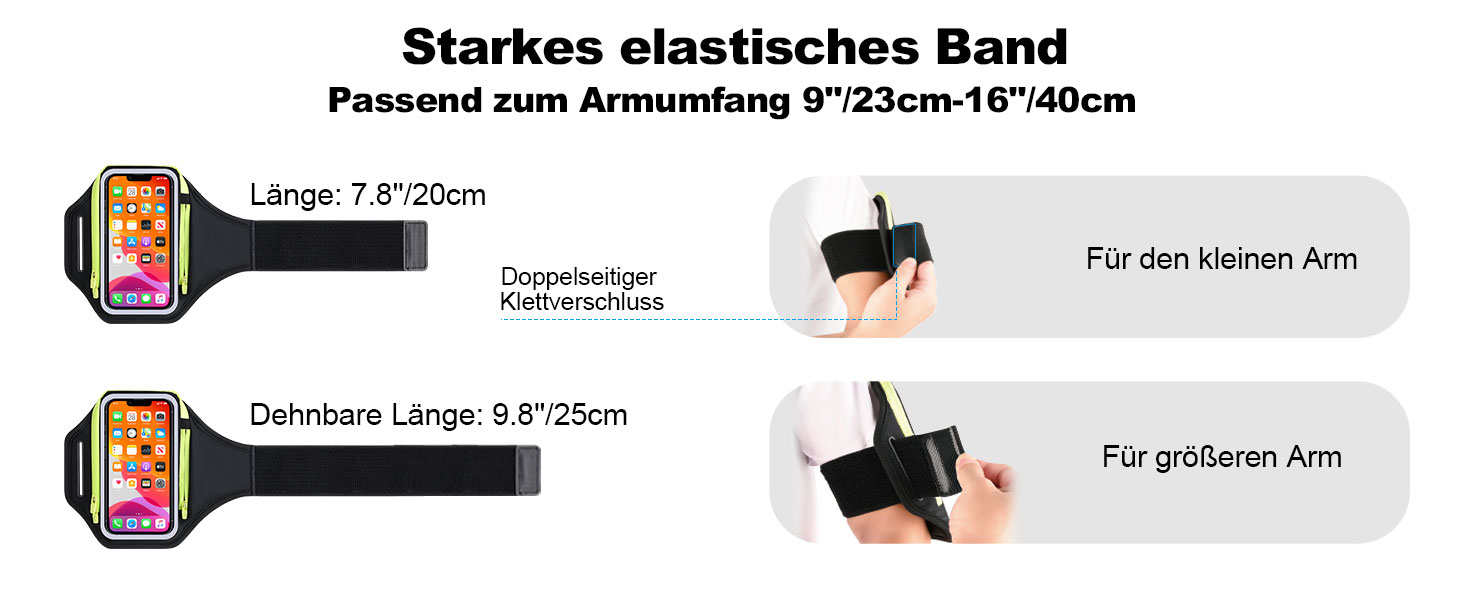 Спортивний браслет для телефону з кишенею для навушників, чорний. Сумісний з iPhone 17, 16, 15. Тримач для телефону 6.9 дюймів для бігу та фітнесу.