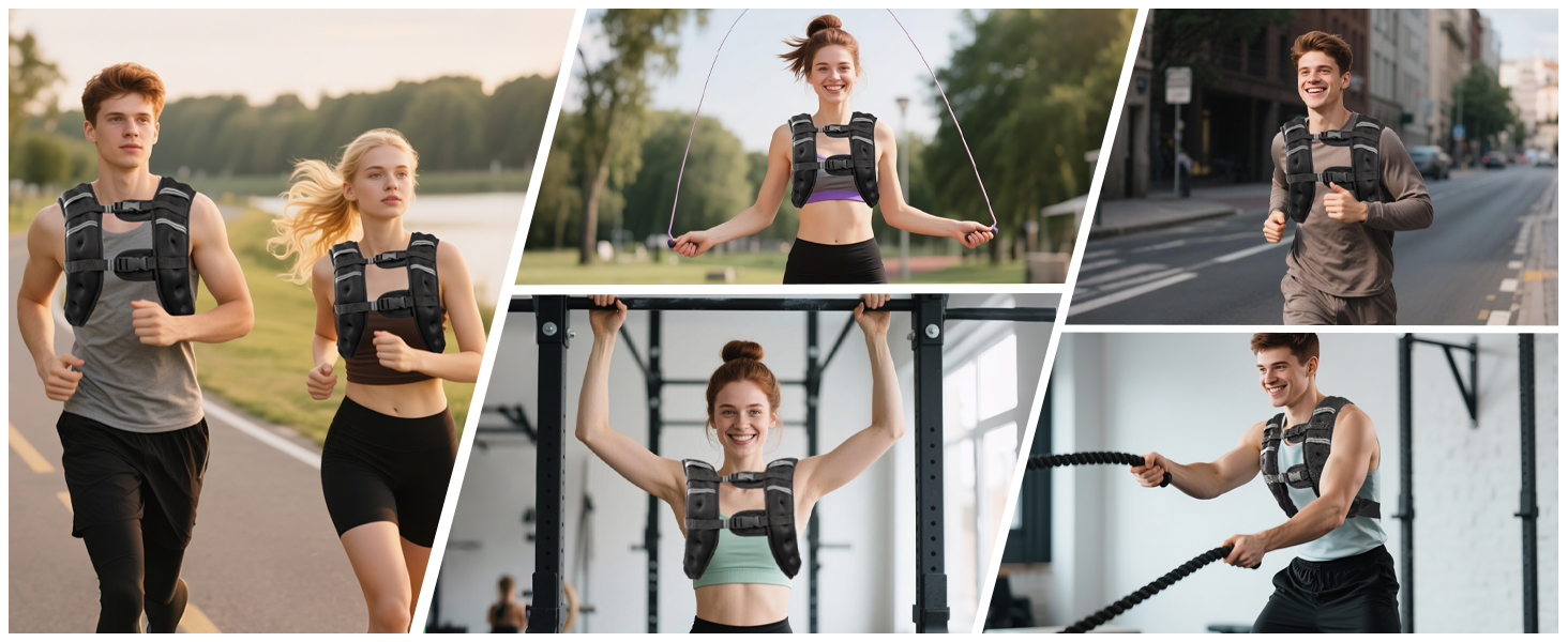 Вага для тренувань (вага жилет) 3 кг / 5 кг з світловідбиваючими смугами та регульованими ременями, сірий