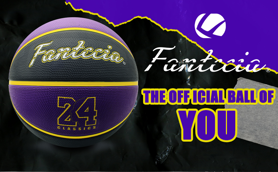 Баскетбольний м'яч Fantecia 7 розміру з насосом - преміум м'яч Street Rubber для гри та тренувань у залі та на вулиці, фіолетовий