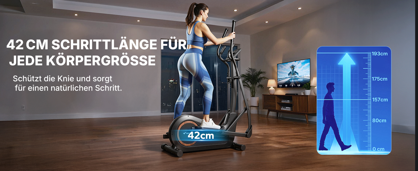 Еліптичний тренажер MERACH E33 для дому: 16 рівнів опору, самостійне живлення, до 150 кг, ультратихий, з додатком