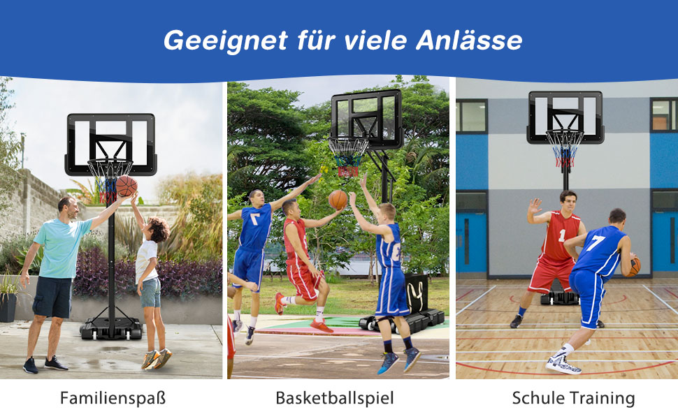Баскетбольне кільце GOPLUS вуличне, регульована висота 143-305 см, стійка на колесах для підлітків та дорослих
