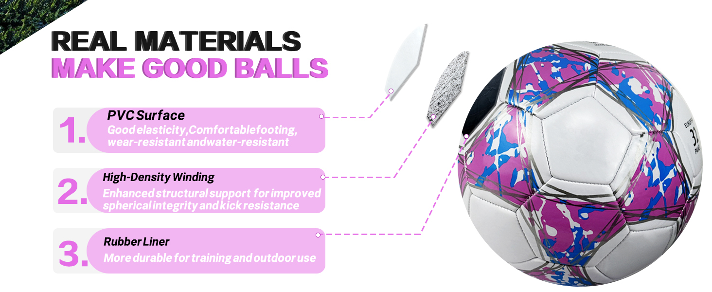 Дитячий футбольний м'яч розмір 5, рожевий, з насосом, сіткою та сумкою. Стандартний тренувальний м'яч з шкіри для дітей.