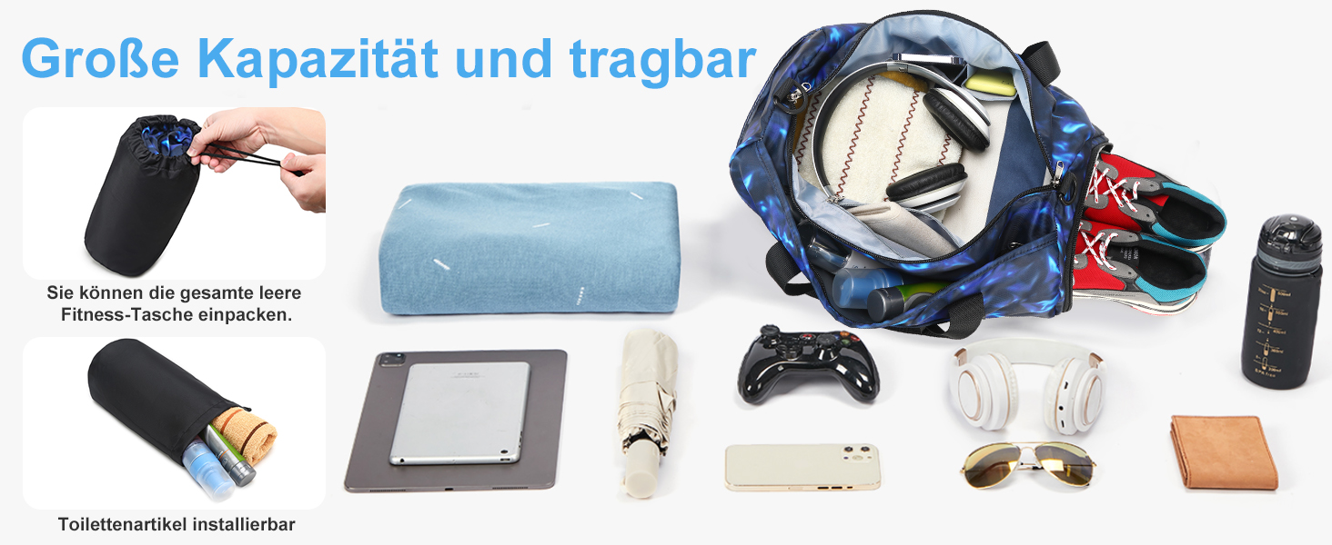 Спортивна сумка для дітей з відділенням для взуття та мокрих речей. Дитяча пляжна сумка для хлопчиків та дівчаток. Сумка для плавання, подорожей, фітнесу (Принц Graffiti Blue)