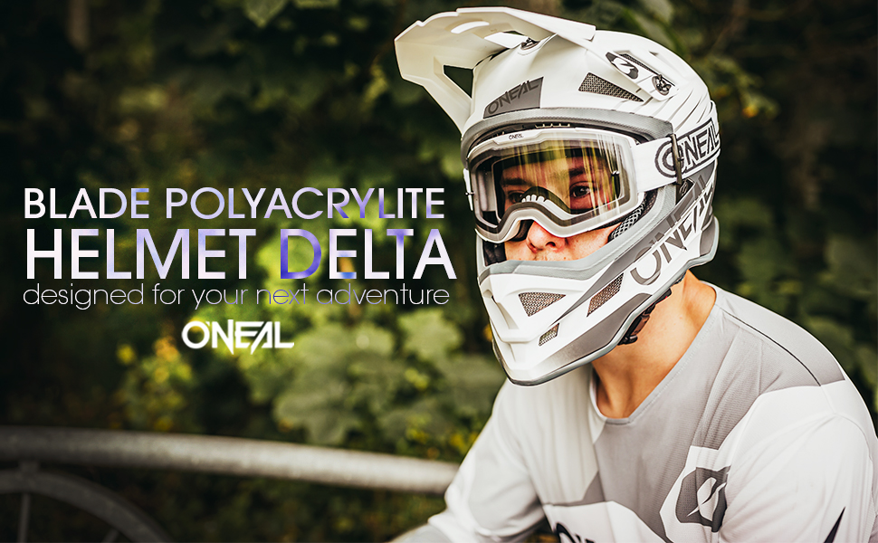 Шолом для гірського велосипеда O'NEAL Blade Polyacrylite MTB Downhill для дорослих, вентиляція, Dri-Lex, ABS, бірюзово-неоново-жовтий, розмір XS, білий/сірий