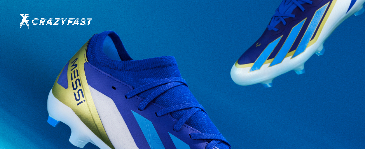 Дитячі футбольні бутси adidas X Crazyfast Messi.3 Indoor (28 EU, Silver Metallic Blue Core Black)