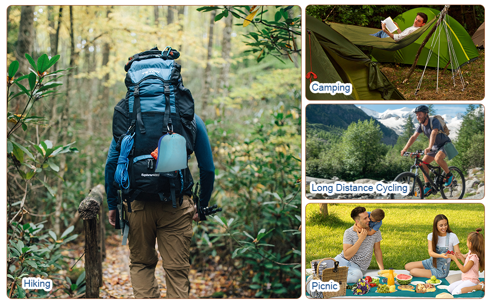 Гамак для кемпінгу на 2 особи, 275x140 см, 300 кг, з сумкою, для саду, балкону, відпочинку на природі (Pfauenblau/Pfauengrün)