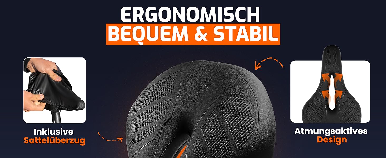 ANFIL® Велосипедне сідло - Максимальний комфорт - Ергономічне сідло з Memory Foam 3.0 для жінок та чоловіків - Зручне та м'яке - з оптимізованим розподілом тиску для тривалих поїздок