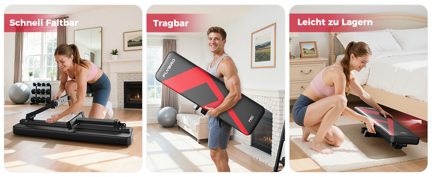 Flybird: Складна лавка для жиму лежачи - міцна, для силових тренувань, максимальне навантаження 300 кг