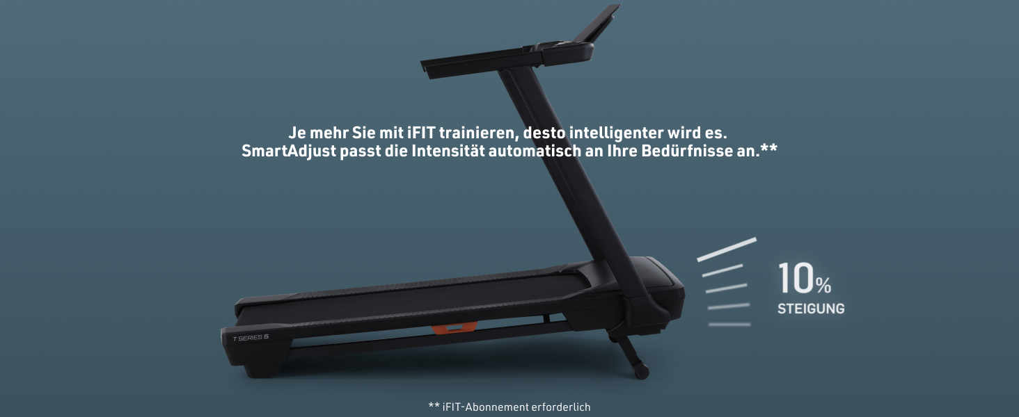 Біговий тренажер NordicTrack T Series 5: біговий доріжки з нахилом, Bluetooth, вантажопідйомність 136 кг