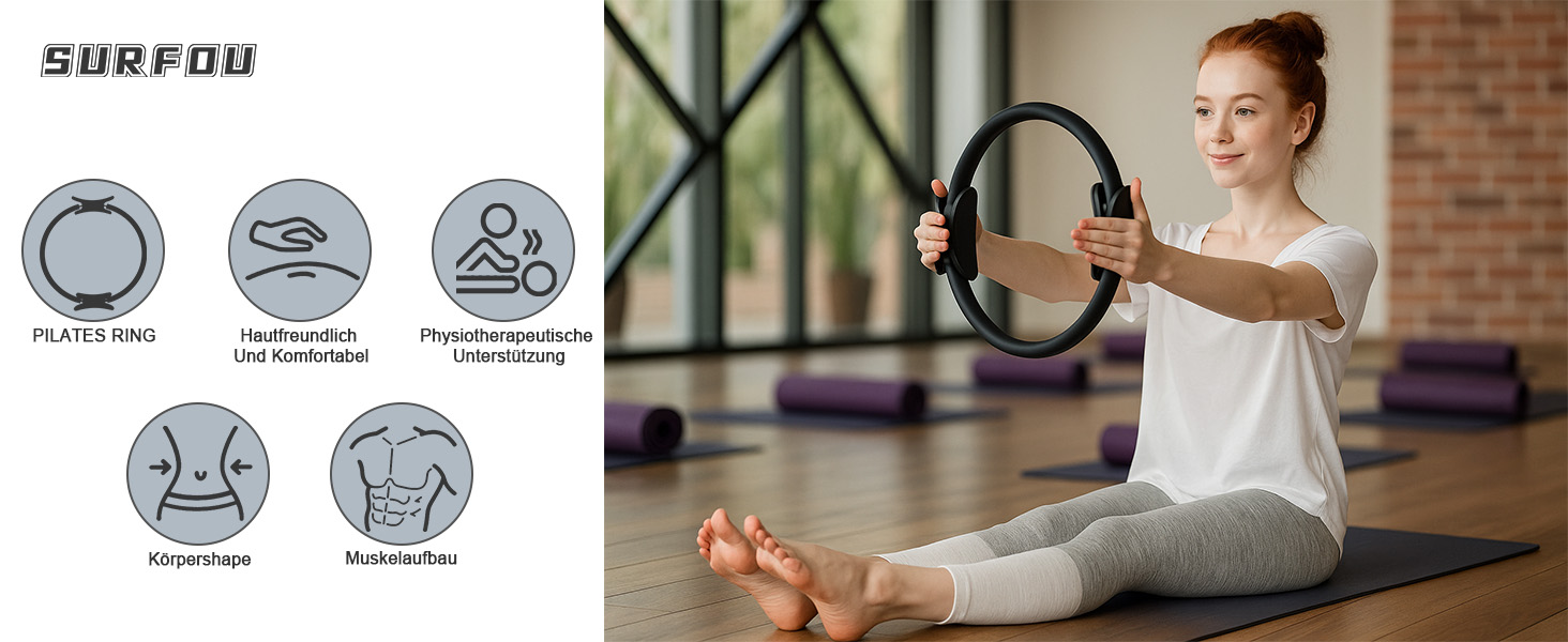 Кільце Pilates SURFOU 32 см: для йоги, фітнесу, тренування стегон та всього тіла