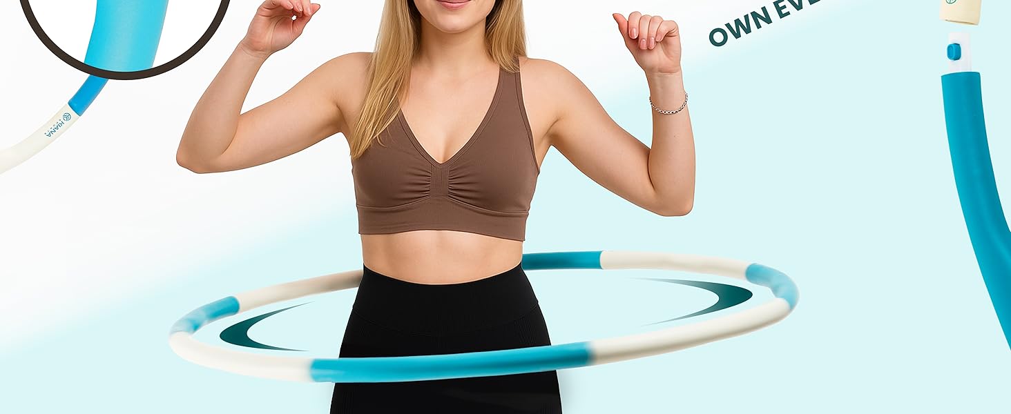Hula Hoop KIANA SPORTS для схуднення, 1.2 кг, турецький, з масажними хвилями, сумка та план тренувань