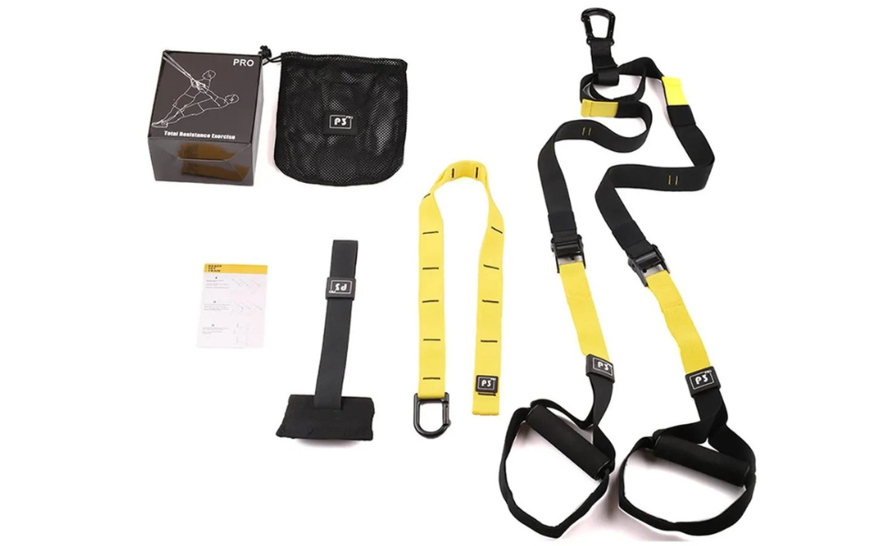 Комплект для TRX тренувань вдома та на вулиці: Система підвішування з анкером для дверей, регульовані ремені, сумка для перенесення. Повнотіле тренування, обладнання для калістеніки, фітнес, домашні тренування