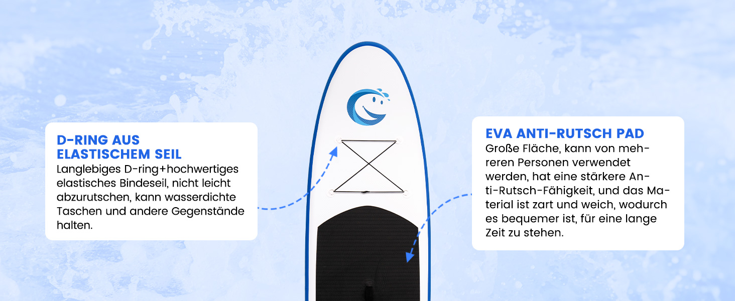 Надувна дошка для веслування FunWater Sup Дошка для веслування з регульованим веслом, ручним насосом, протиковзкою декою Eva, запобіжним повідцем, сидіннями, для дорослих НОВА ПОСМІШКА