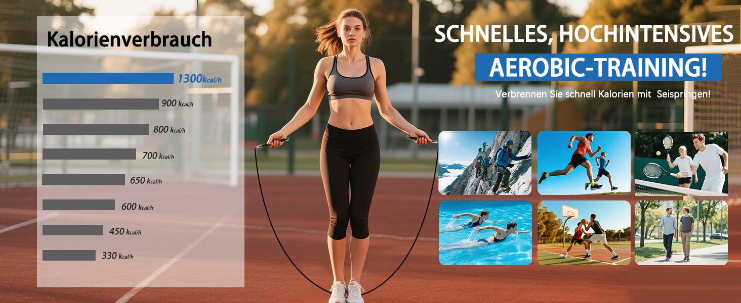 Стрибкове канат MOGOLD з регулюванням довжини, 4 канатні мотузки для кросфіту, кульковий підшипник, силіконовий грип