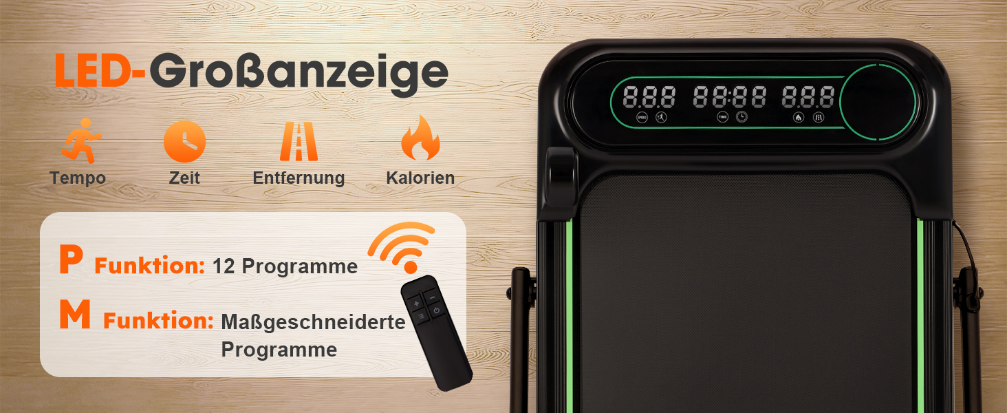 Бігова доріжка Alphaflow для дому та офісу, складана Walking Pad з нахилом 4%, LED-дисплеєм та пультом керування