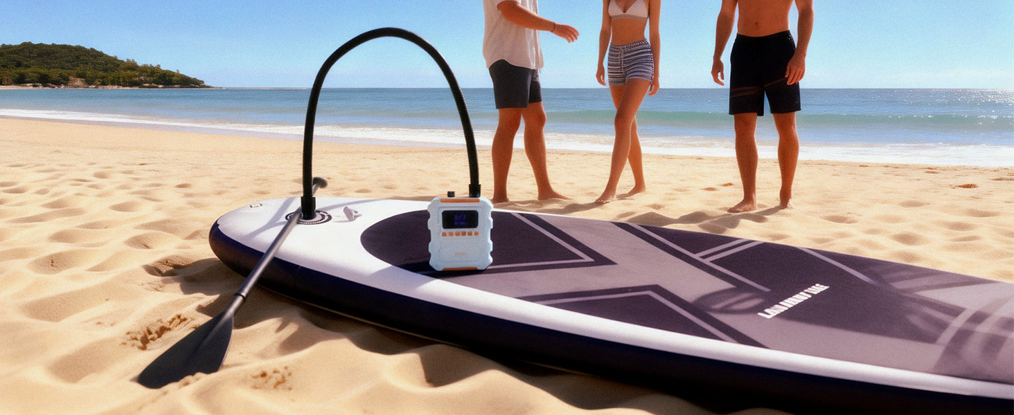 Електричний насос SUP Pumpe 60 PSI для накачування дощок, човнів, матраців. Акумулятор 20800mAh, Type-C, 10 насадок