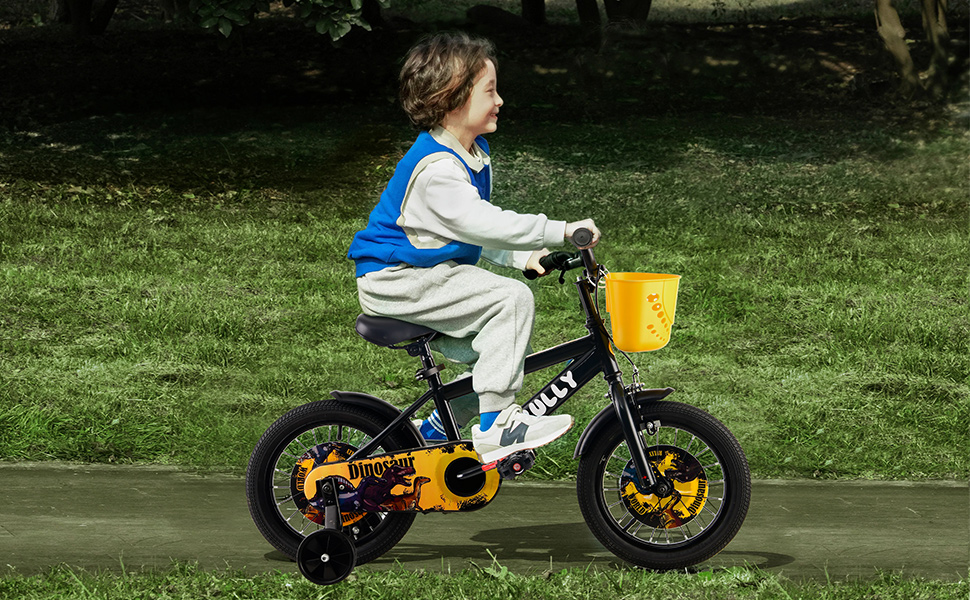 Дитяче велосипед RULLY Динозавр для хлопчиків 2-7 років, 12/14/16 дюймів, BMX, з підставкою