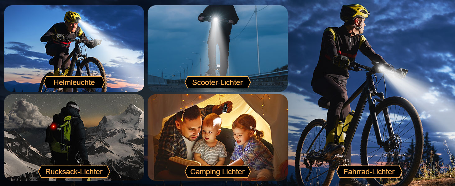Набір велосипедних LED фар StVZO 30/15 LUX, 360° підсвітка, водонепроникний IPX4, акумулятор USB, до 10 годин, передня та задня фара для дорослих і дітей