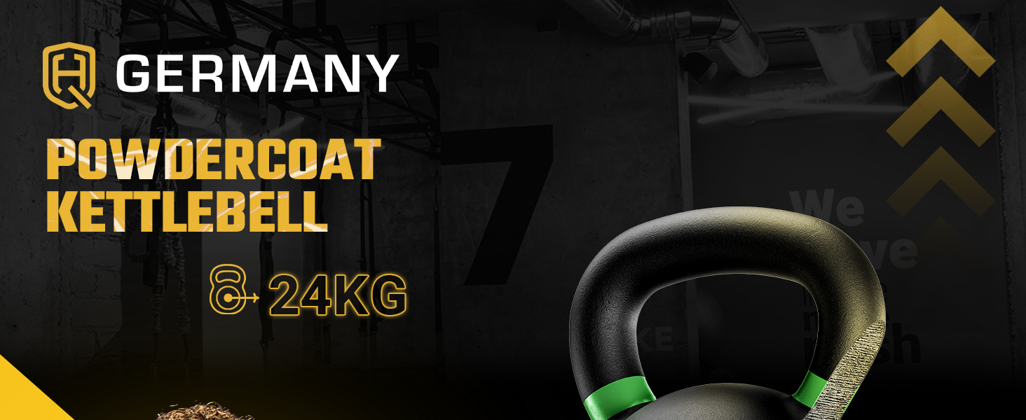 Гантель-гиря HQ Germany® з порошковим покриттям [2-32кг/Набори] - Набір чавунних гирь з точністю ±2% - Кульова гиря, Набір гирь, Преміум гирі з порошковим покриттям 24кг