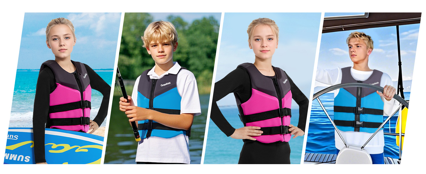 Дитячий жилет для плавання Gogokids Junior 30-50 кг, помаранчевий. Регульований, з неопрену, для каяку, SUP та басейну. 6-11 років