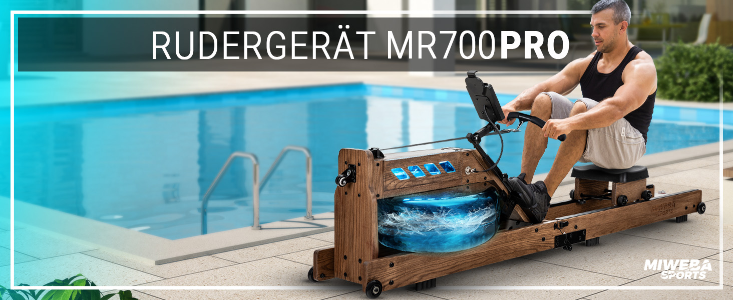 Гребний тренажер Miweba MR700 Pro складаний з водою та Bluetooth