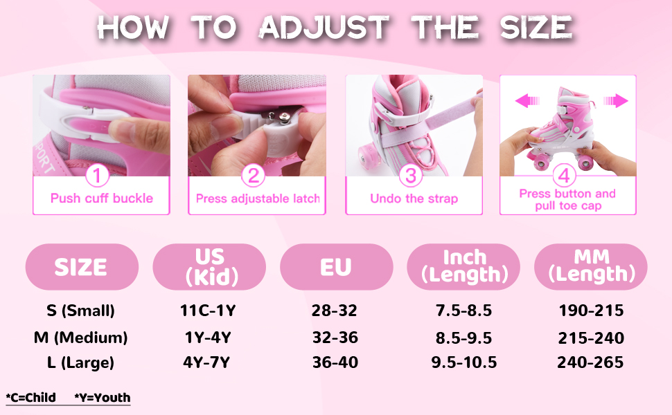 Дитячі ролики Kinder Rollschuhe для дівчаток та хлопчиків, регульовані, з підсвічуванням, кольори: білий та рожевий, розмір EU 28-32