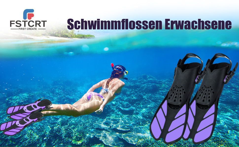 Ласти для плавання Schnorchelflossen S/M (37-41) фіолетові: гнучкі, регульовані, PP+TPR, унісекс