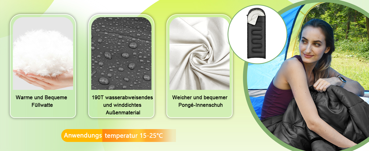 Спальний мішок Outdoor для кемпінгу 3 сезони, дорослий, 2-в-1, теплий, легкий, водонепроникний, для подорожей, хайкінгу та туризму