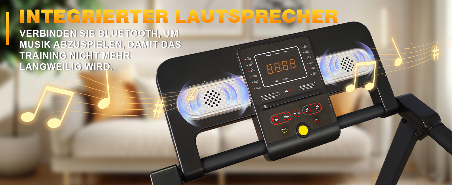 Біговий тренажер RAOO MIN для дому, 1-12 км/год, двигун 2.5HP, складаний, з LED-дисплеєм, підставка для iPad/телефону, Bluetooth-динамік, чорний