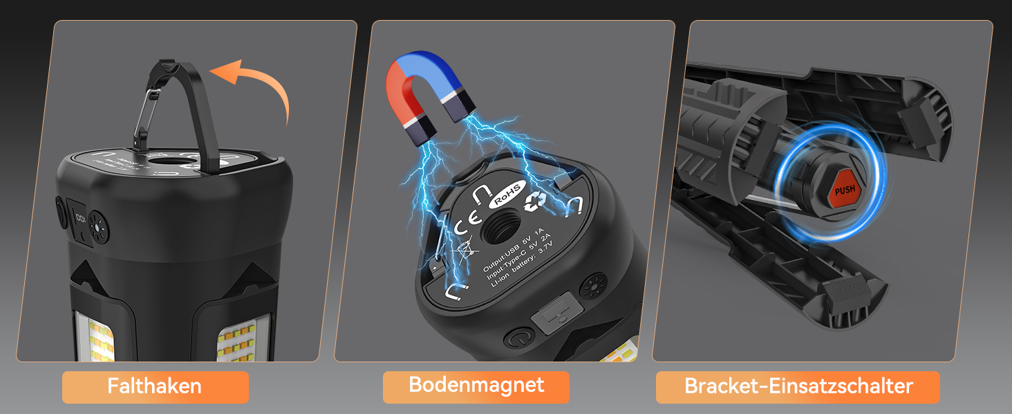 Портативна LED кемпінгова лампа на акумуляторі 15000mAh з телескопічним штативом, 5500LM, IP65, вологостійка, для кемпінгу, подорожей, будівництва та надзвичайних ситуацій (чорна)