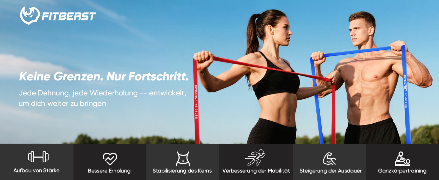 Набір еластичних стрічок FitBeast для фітнесу: 5 шт. з рукавичками та дверним кріпленням. Сила тренувань 5-125 LBS