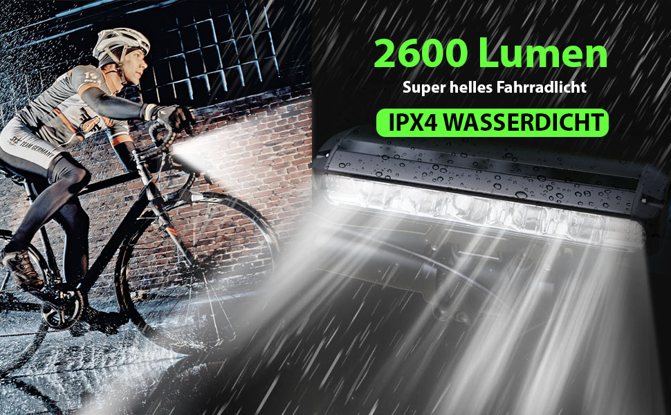 Фара велосипедна Milool 2600 люменів USB-C, 5 LED, 3 режими, алюміній, чорна