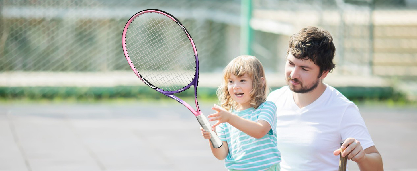 Набір тенісних ракеток Senston Tennis Racket 19/23/25 цільного дизайну з тенісною сумкою, накладкою, вібродемпфером (рожевий, 23 дюйми)