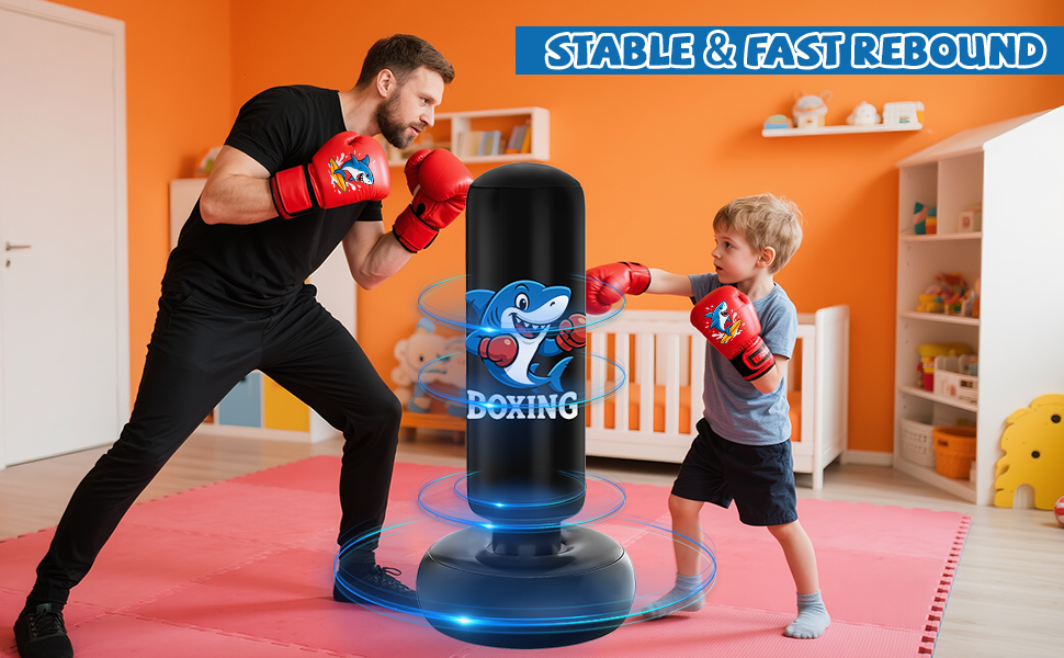 Дитячий боксерський мішок Qoosea для дітей 3-8 років, 130 см, надувний, з боксерськими рукавичками, для карате, кікбоксингу, Taekwondo, MMA, подарунок для хлопчиків та дівчаток