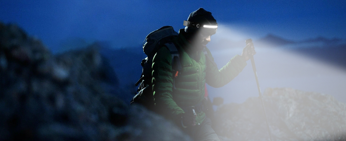 LED налобний ліхтар з акумулятором, надпотужний промінь 230°, регульований фокус, 30 годин роботи, 7 режимів з датчиком руху, водонепроникний, легкий, для бігу, кемпінгу, риболовлі (2 шт.)