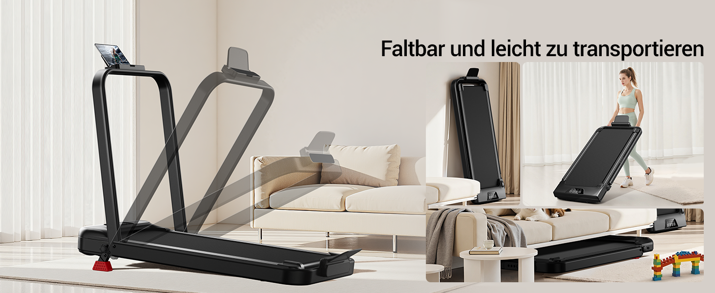 Бігова доріжка Lontek для дому, складана з нахилом 15%, Walking Pad до 136 кг, з пультом - чорна