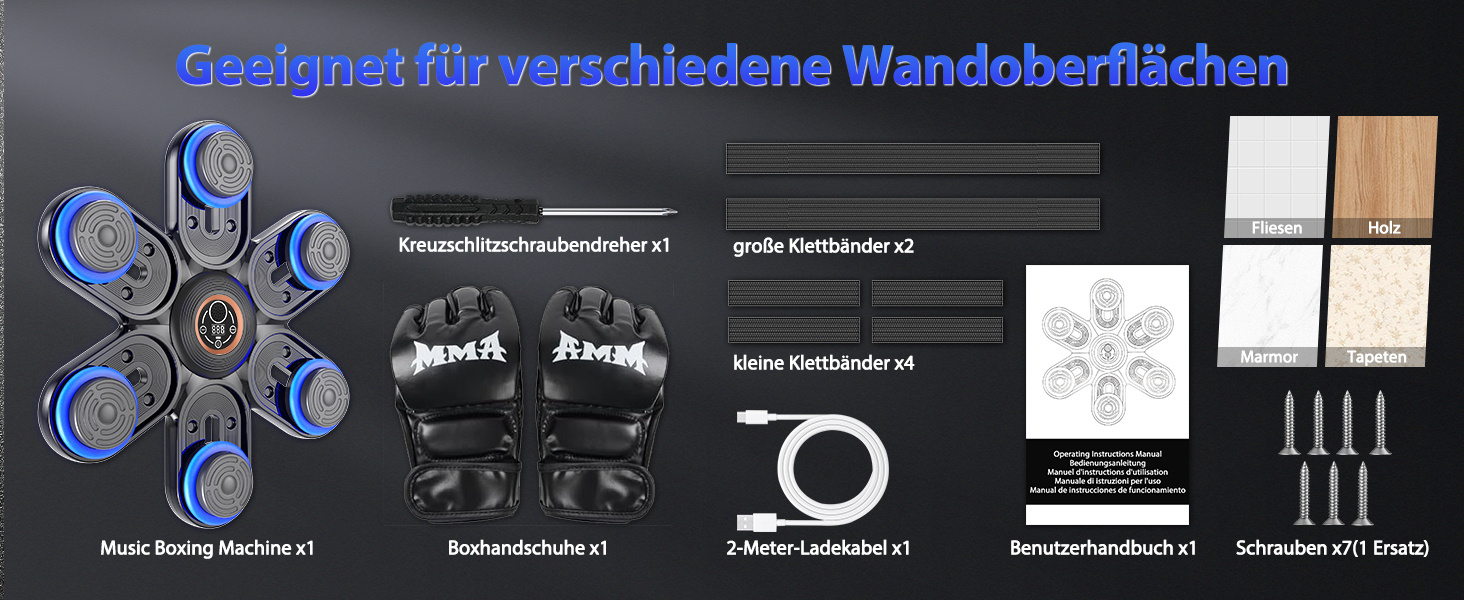 Музична боксерська машина з LED-підсвіткою та Bluetooth, 3 рівня регулювання розміру, 9 режимів швидкості та тренувань, лічильник ударів, для дорослих та дітей