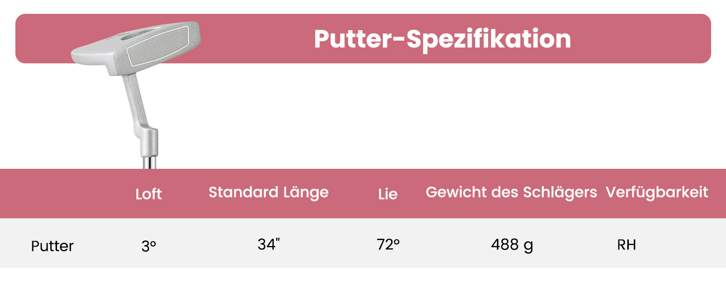 Комплект жіночих гольф-клуів COSTWAY, 9-ти частинний, для правшів з чохлом від дощу, включає драйвер, фейрвей, гібрид, залізи та паттер (чорний)