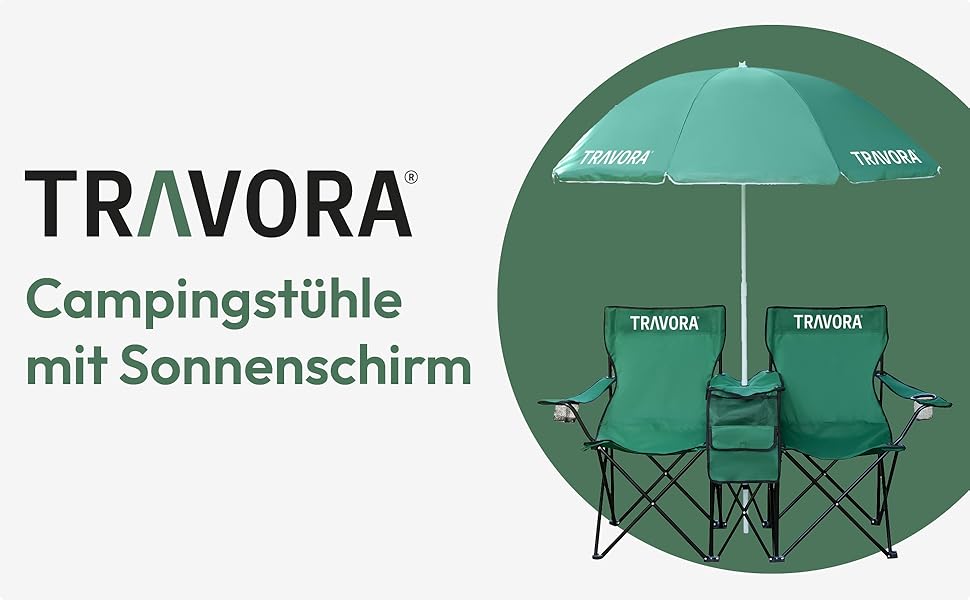 Кемпінговий стул TRAVORA 2 шт. з сонцезахистом та кишенею для охолодження - розкладний стул для відпочинку на природі