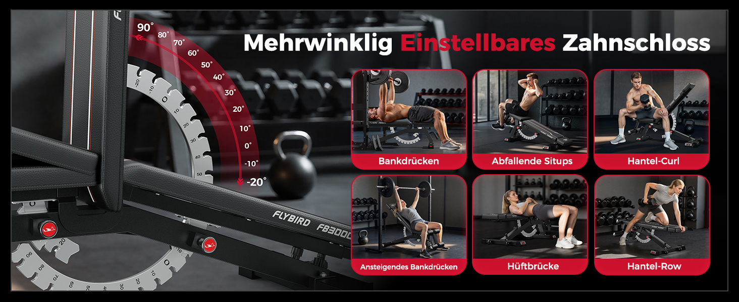Відкидна тренажерна лава FLYBIRD з регулюванням, до 544 кг, для дому, з подовженою спинкою для жиму лежачи (L-544KG)
